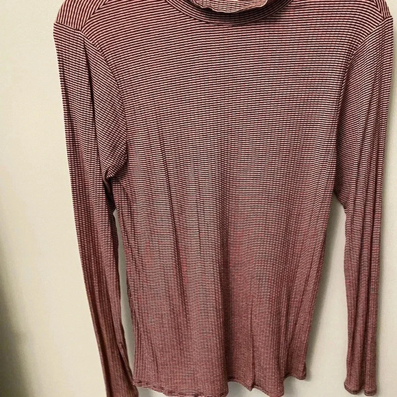 NWT new Anthropologie pink black everyday mock neck top postmark stripe medium - Picture 7 of 14